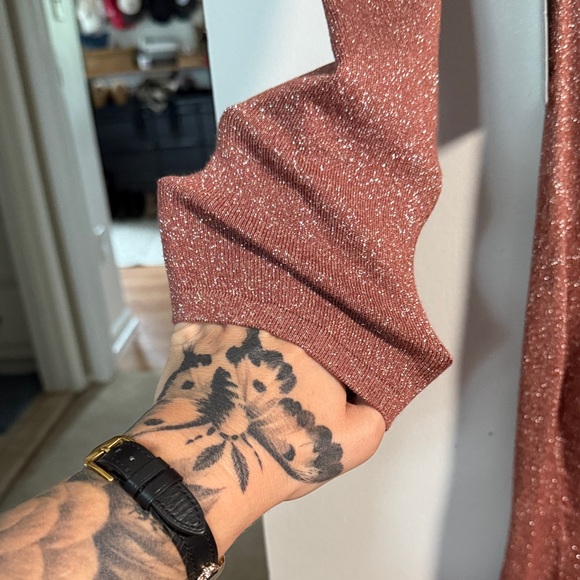 Express Shimmering Copper Long Sleeve Dress - Picture 4 of 4